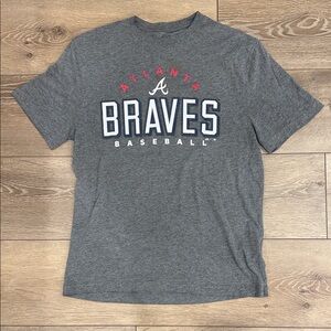 Majestic Gray Atlanta Braves Short Sleeve Tee